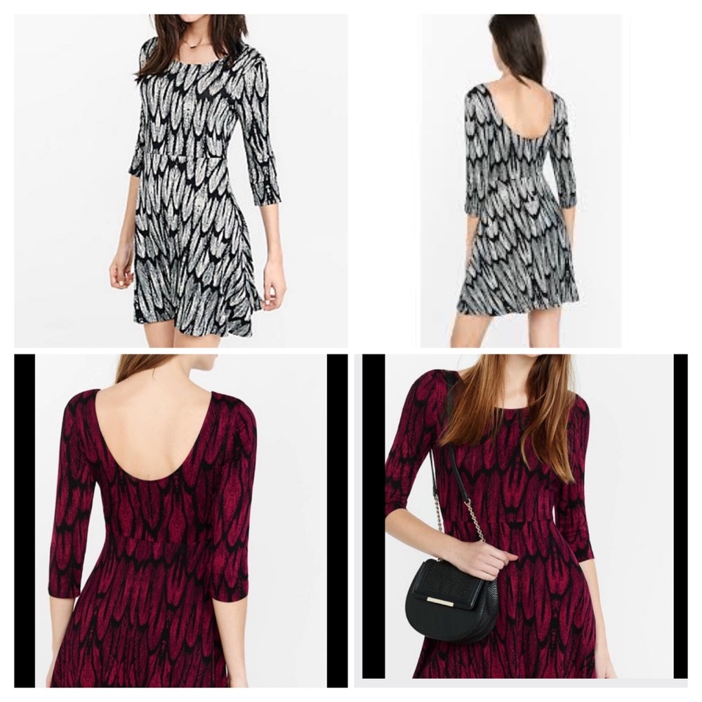 Express feather skater dresses - BLACK